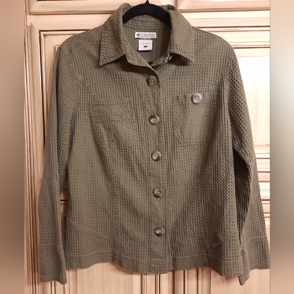 Columbia Olive‎ Green Waffle Jacket / Top - Size Large!